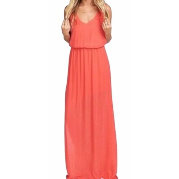 Show‎ Me Your Mumu Kendall Maxi Bridesmaid Wedding Formal Dress SMYM Coral Small - Picture 1 of 13